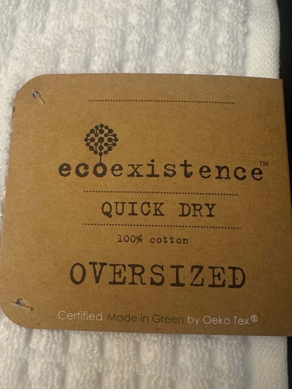 2pc ECOEXISTENCE Oversized Quick Dry 100% Cotton Bath Towel Set - White